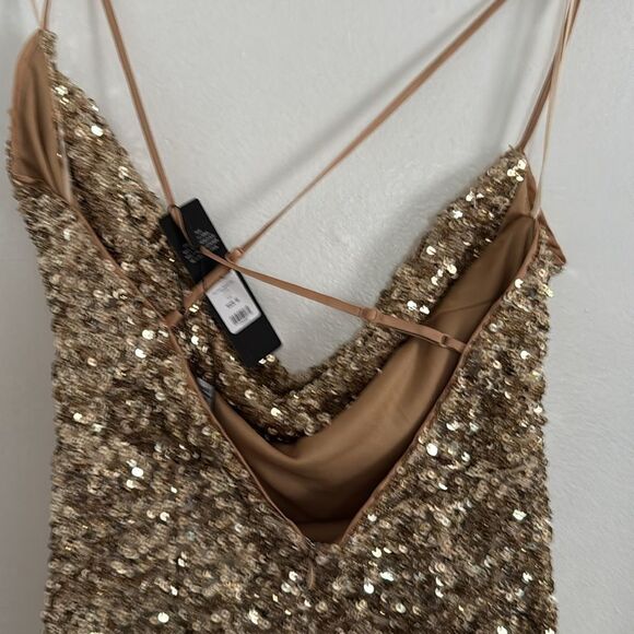 Fashion nova You Wish Sequin Midi Dress - Gold NWT - Picture 5 of 8
